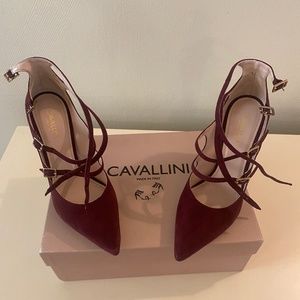 Cavallini Size 7 / 37 Enriquet Suede Strappy Pumps In Bordeaux